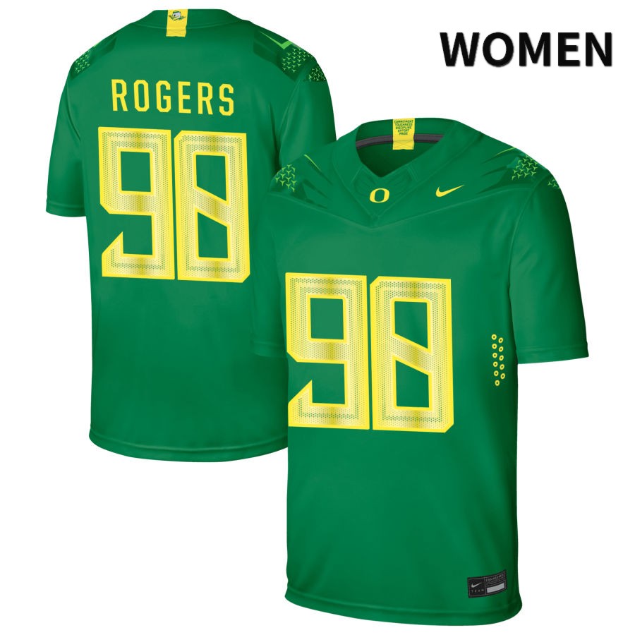 Oregon Ducks Women's #98 Casey Rogers Football College Authentic Green NIL 2022 Nike Jersey KEH11O6L